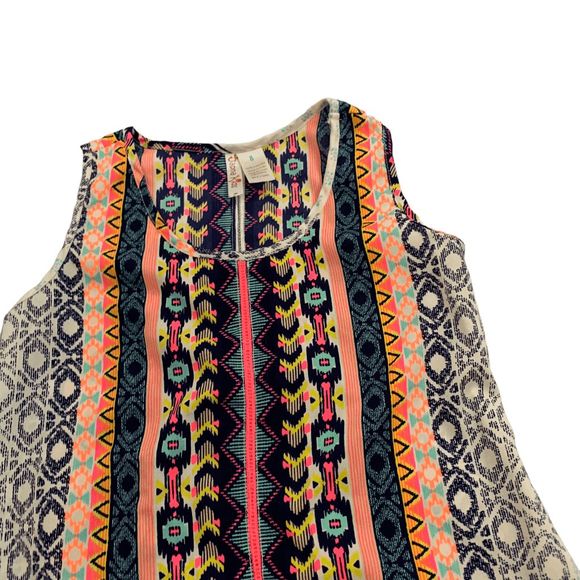 Japan Kids Girls size 8 Boho Striped Crochet trimed sleeveless blouse tank top - Picture 3 of 10